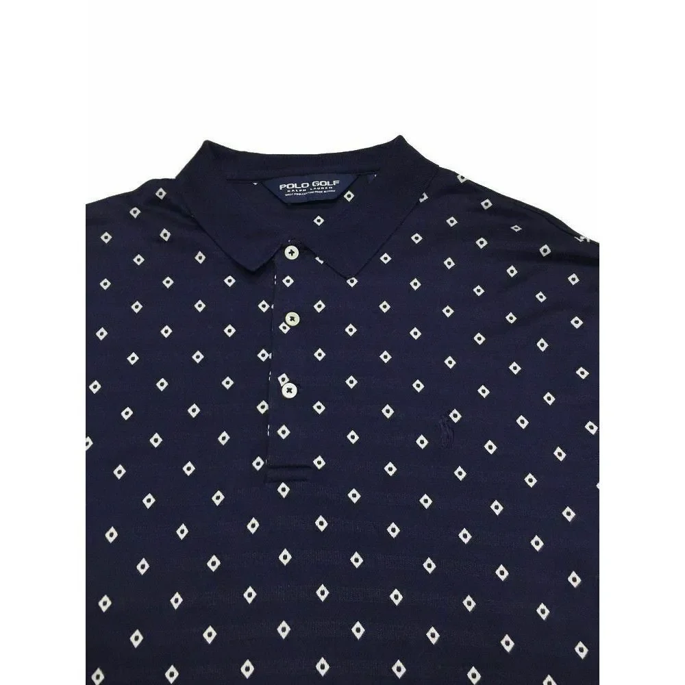 Ralph Lauren Golf Polo Shirt L Blue‎ Diamonds Pony Tennis Casual Mens